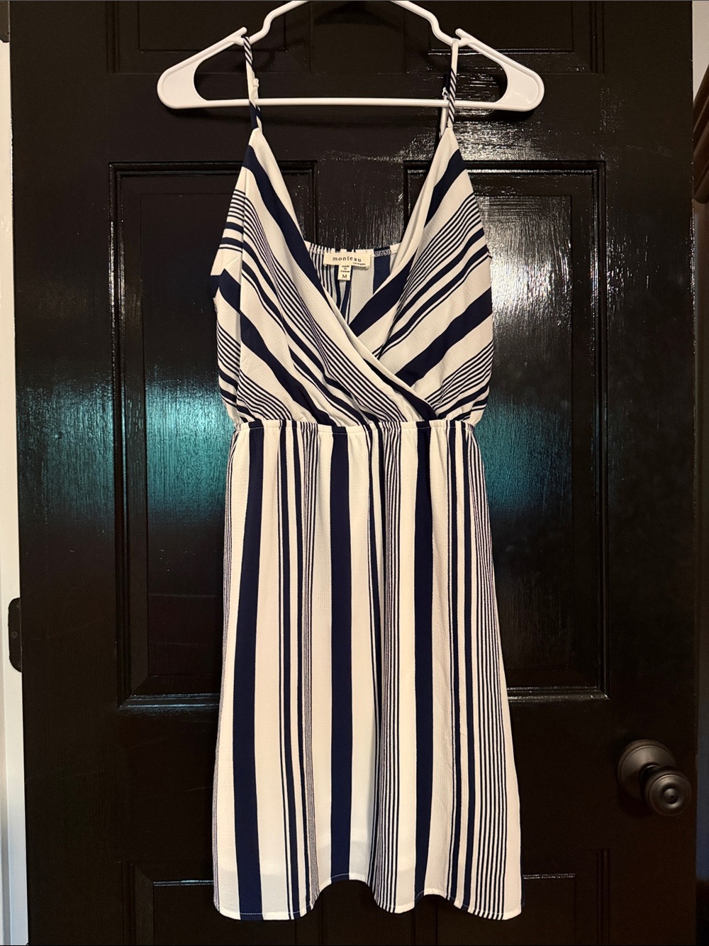 Monteau Navy and White Striped Beach Dress Size Medium